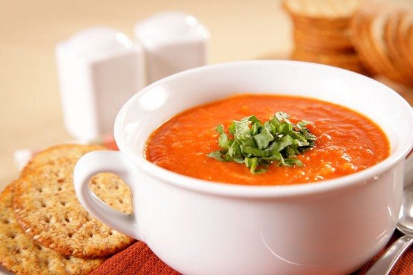 Tomato Basil Soup a bowl full of simple