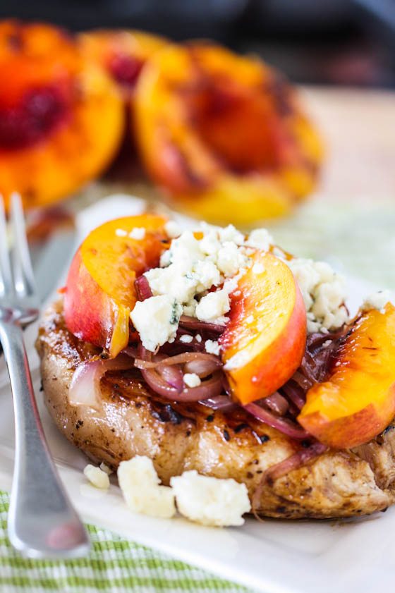 grilled pork chops and nectarines a bowl full of simple